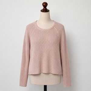 Eileen Fisher Petite Pink Organic Cotton Tencel Ribbed Knit Sweater PP PTP